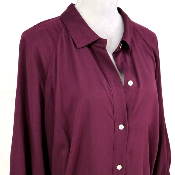 J Jill Dress Plus Size 2X Plum Eggplant Stretch Twill Back Pleats Oversized - Picture 7 of 14